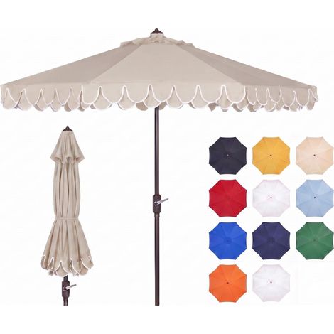 Parasol côtier, métal, beige et blanc, 256 x 255 x 250 cm (1/5)