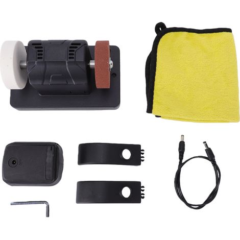 Meuleuse d'établi miniature 3 pouces compatible avec batterie DCB240 20V, 2000-6000 tr/min, ponceuse électrique à double roue, affûtage des mèches, élimination de la rouille, noire (1/5)