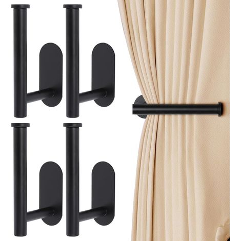 Attaches de rideaux auto-adhésives - Lot de 4 - Supports de rideaux modernes - Auto-adhésifs - Attaches de rideaux sans perçage - Crochets - Attaches de rideaux - Pince à rideaux (1/5)