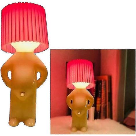 Lámpara de escritorio creativa para la habitación de un niño, luz nocturna original con un motivo de niño tímido, adorable decoración de mesa. (1/5)