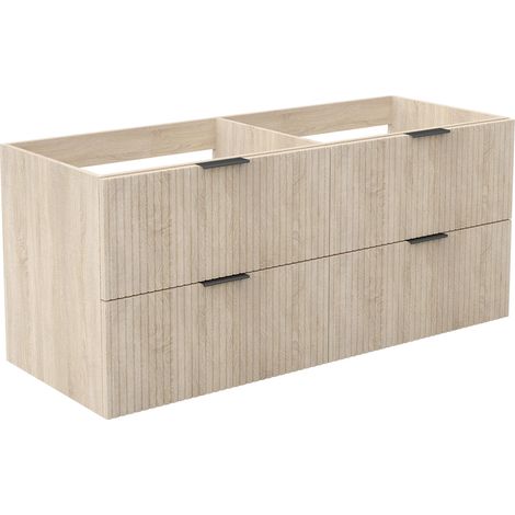 Ocean Meuble de Salle de Bain Suspendu Chêne 120cm, 4 Tiroirs avec Soft-Close, sans vasque (1/5)