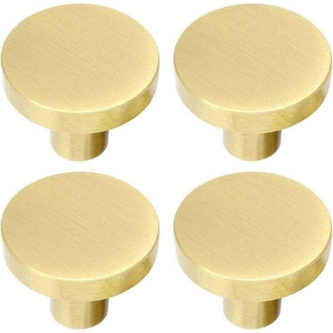 Ulisem Poignée d'armoire ronde en laiton brossé tiroir bouton or vanité poignée tiroir avec vis pour armoire armoire tiroir armoire 32mm x 25mm (1/4)