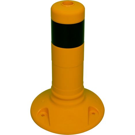 Schake Flexipfosten Ø80mm in gelb mit schwarzen Streifen und Dübelbefestigung aus PUR 300mm hoch