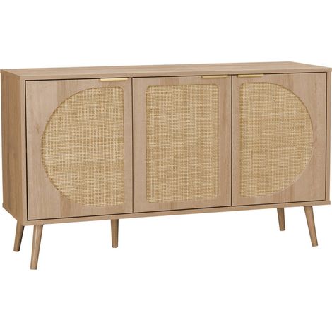 120cm wood and cane rattan sideboard Natural 120x39x70 cm - Eva