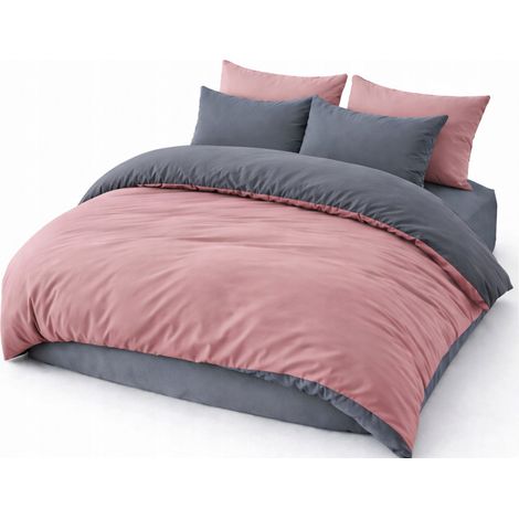 Set di biancheria da letto 200x220 cm Rosa Grafite Double-face Set da 3 pezzi Hit (1/5)