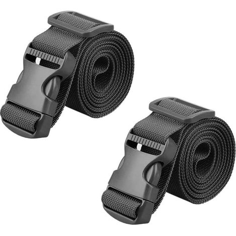 Lot de 2 Sangles d'arrimage Courtes avec Boucles en métal - avec verrou de Serrage pour Une sécurité Rapide dans Le Porte-vélos, Moto, canoë, Bagages, Planche de Surf (Noir) (1/5)