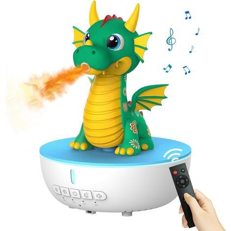Fire Dragon Essential Oil Diffuser, 200ml Air Humidifier and White Noise Machine with Remote Control and Timer, 7 Colour LED Night Light for Bedroom, Office (Green) (1/5)