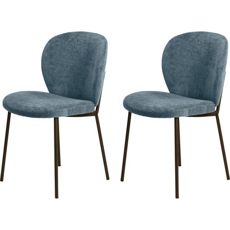 Lot de 2 chaises en tissu bleu et noir - ELBA (1/4)
