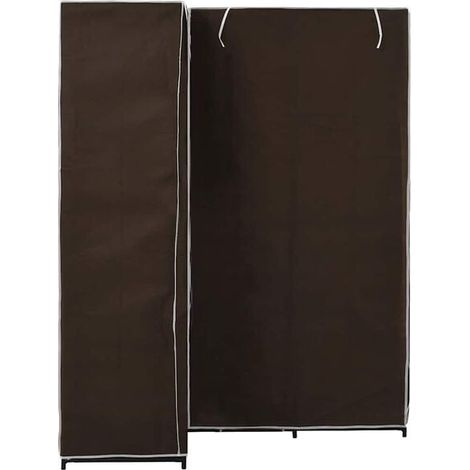 Armoire d'angle en bois marron, 130x87x169 cm, grand placard de rangement avec étagères pour salon, chambre ou entrée (1/5)