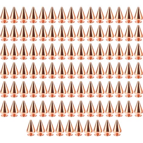 100 Pièces Clous à Pointe Conique Punk Doré Rose Électrodéposés, Rivets à Vis Style Punk pour Décorations DIY 10x14mm (1/5)