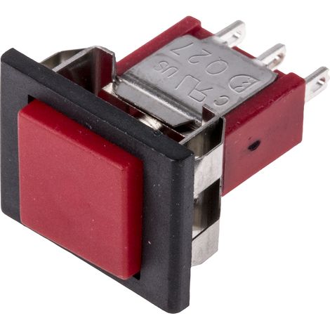 Bouton-poussoir, Momentané, Unipolaire à deux directions (1RT), 3 A @ 120 V c.a., Rouge, Montage panneau ( Prix pour 1 ) (1/2)