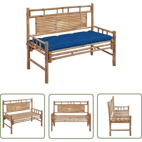 INLIFE Banc de jardin avec coussin 120 cm Bambou (1/5)