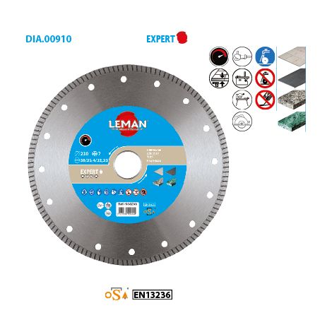 Leman – Disque diamant pour meuleuse 200mm – Alésage 25,4mm – Jante continue cannelée – Coupe rapide et propre