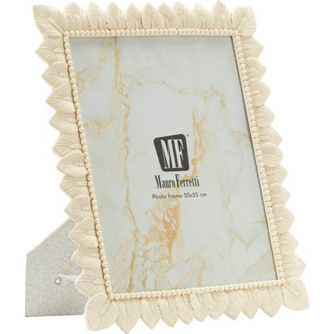 Cornice portafoto in resina crema, 26,9x1,8x31,8 cm – Leaf (1/5)