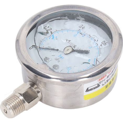 Manomètre de pression à vide 1/4 pouce NPT double échelle acier inoxydable eau huile 0-1 MPa (1/5)