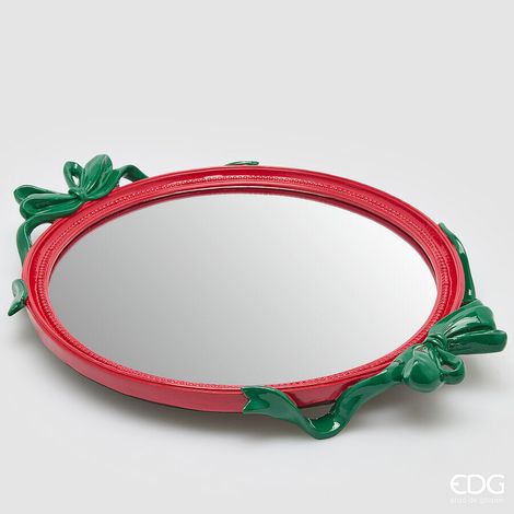 EDG Enzo De Gasperi Vassoio Decorativo Ovale con Fiocchi 51 cm Rosso Mix – Decorazione Natalizia (1/3)