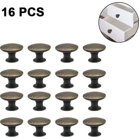 Lot de 16 boutons de tiroir, poignées de tiroir style vintage, finition bronze