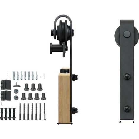 Kit de quincaillerie pour porte de grange coulissante, conception robuste, fonctionnement fluide, 8ft-a, Type J Une Porte (1/2)