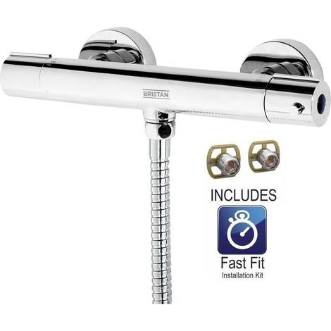 Bristan Zing Thermostatic Bar Mixer Shower Valve Only Cool Touch + Fast Fit Kit