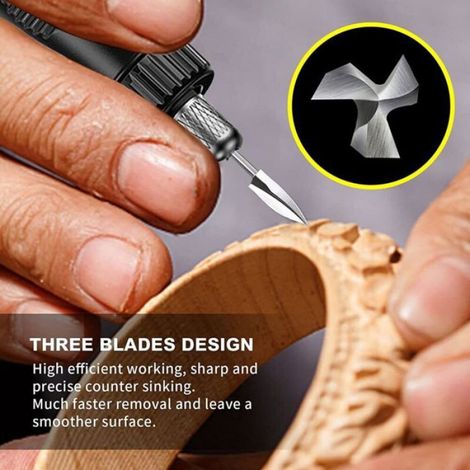 Mèches de gravure sur bois - - - Acier rapide - Tige 1/8" (3 mm) - 5 diamètres 3–8 mm (1/4)