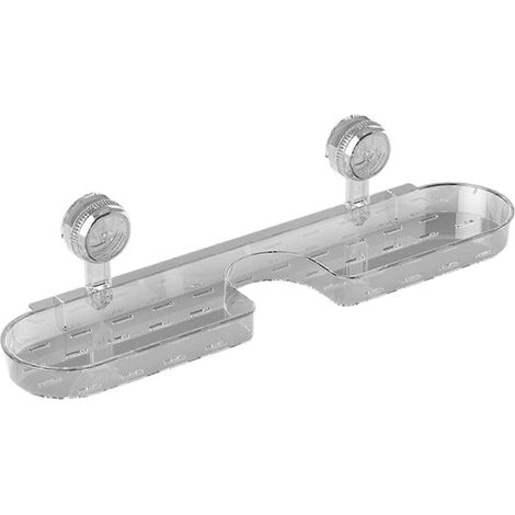 Étagère murale de salle de bain avec ventouses, support de rangement suspendu à double rangée de trous pour robinet, gris foncé. (1/5)