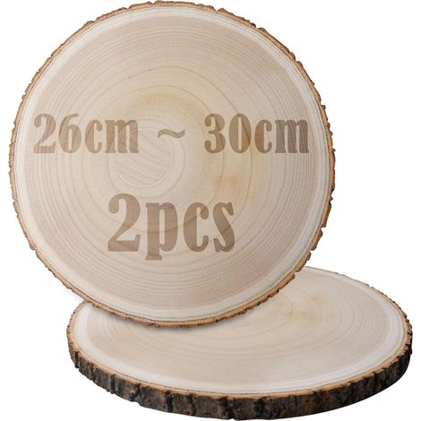 2 Pièces Tranches de Bois, Rondin de Bois Deco, 26 à 30 cm Rondelles en Bois, Disques en Bois, Disques De Bois Brut Naturel pour Bricolage, Mariage, Décoration de Noël, Artisanat (1/5)