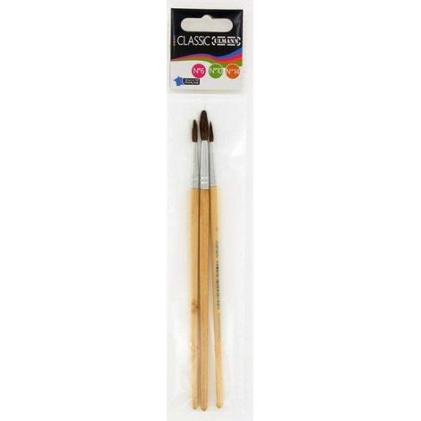 Pinceaux - ULMANN - Numero 6-10-14 - Poils de poney - Lot de 3 (1/4)