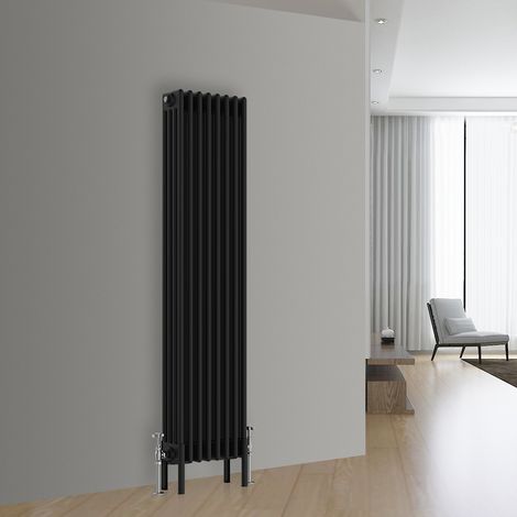 Traditional Vintage Cast Iron Style Radiator Black 4 Column 1500x380mm