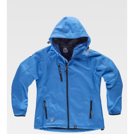 Chaqueta Workshell de mujer con detalles reflectantes S9494 M Celeste+Negro (1/2)