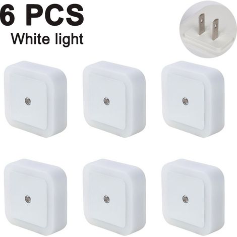 Veilleuse Led Avec Capteur Crépusculaire - 6 Pièces - Pour Chambre Salle De Bain Couloir Escalier Cuisine - 62x62x44 Mm Et 65x65x47 Mm (1/5)