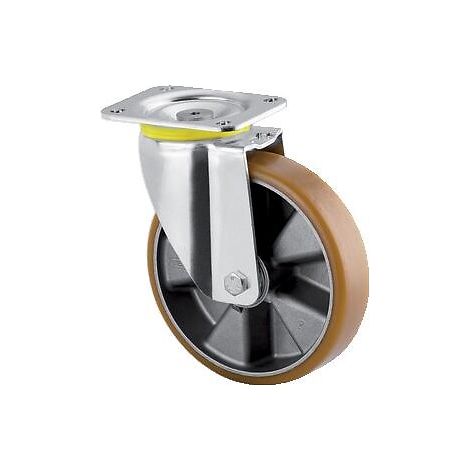 Roulettes pivotantes sur platine bandage polyuréthane pour charges lourdes - type 4680, Ø 125 mm, charge 500 kg - Tente