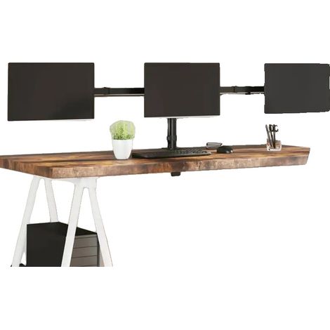 Dreifach-Monitor-Schreibtischhalterung, verstellbares ergonomisches Design, platzsparende Einrichtung, schwarz (1/5)