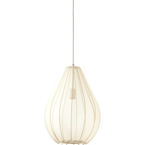 Suspension Itela textile beige blanc – diamètre 38 cm – hauteur 52,5 cm – douille E27 – pour intérieur IP20 – Light & Living (1/4)