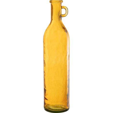 Vase bouteille cylindrique ocre en verre soufflé jaune élégant - Ocre jaune lumineux (1/5)