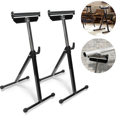 2x Carrelli da officina con supporto a rulli regolabile in altezza da 68 a 108 cm, fino a 60 kg