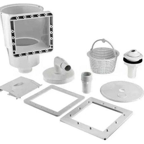 Kit Écumeur de Surface et Buse d'entrée pour Piscine – Skimmer intégré – avec Grand Panier pour Aspiration et Récupération des saletés (1/4)