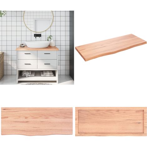 Comptoir de salle de bain marron 100x40x(2-4) cm bois traité - Comptoir De Salle De Bain - Comptoir En Bois - Plan De Travail Salle De Bain - Meubles Salle De Bain - Meuble Lavabo - Home & Living (1/5)