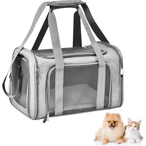 Sac de transport pour chat - 40 x 25 x 25 cm - Petit sac de transport pliable de 3 kg - Avec bandoulière - Boîte de transport pour chat - Boîte de transport pour petits chats - Taille S (1/5)