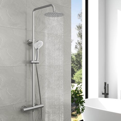 Biubuibath Thermostatic Round Mixer Shower Exposed Valve Dual Head Set (1/5)