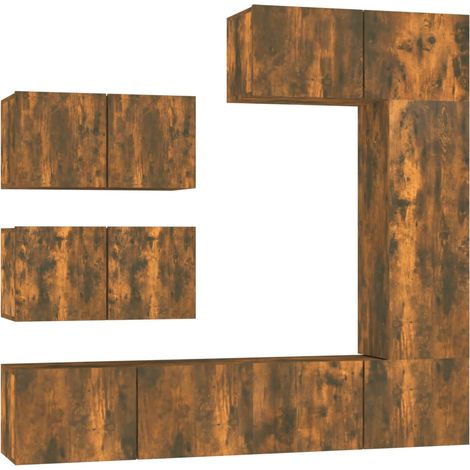 Maison Exclusive - 6-tlg. TV-Schrank-Set Räuchereiche Holzwerksto