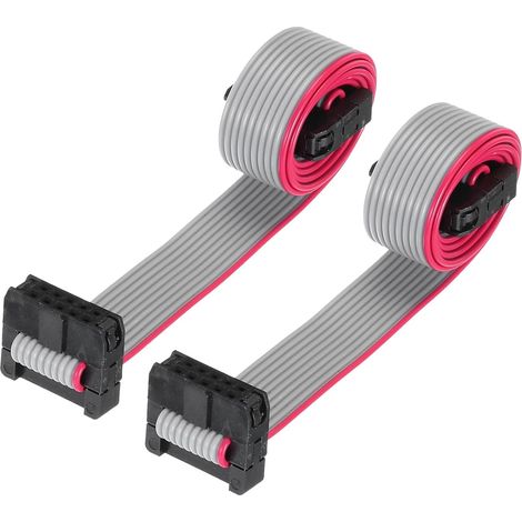 Câble Ruban Plat IDC 10 Broches, Connecteur FC à FC, Pas de 2,0 mm, Longueur de 30 cm, Fil de Liaison Gris pour Ordinateur, Affichage Led, Dvd, 2 Pièces (1/5)