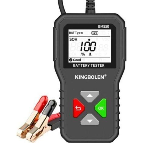 Testeur de Batterie AUTO 6V 12V 24V,BM550 100-2000 CCA 2-200Ah Testeur d’alternateur automobile Analyseur de batterie numérique pour Voiture/Camion/Moto/ATV/SUV/Bateau/Yacht