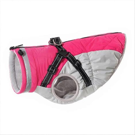 Veste imperméable pour animaux de compagnie avec harnais, vêtements d'hiver chauds pour chiens B (1/5)