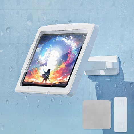 Support iPad Étanche Jusqu'à 11" – Support de Tablette pour Douche avec Écran Tactile & Anti-Buée – Bras Extensible Rotation 360° – Fixation Murale pour Salle de Bain, Cuisine, Toilette (1/5)