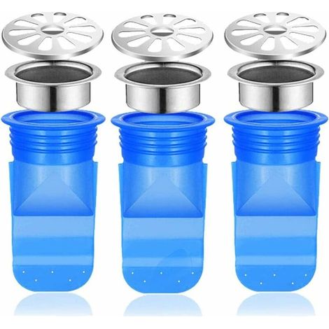 Couvercle de bonde en silicone et acier inoxydable tout cuivre. Noyau intérieur à fermeture automatique, anti-insectes. Compatible avec les bondes de cuisine, robinet d'eau et salle de bain. (1/5)