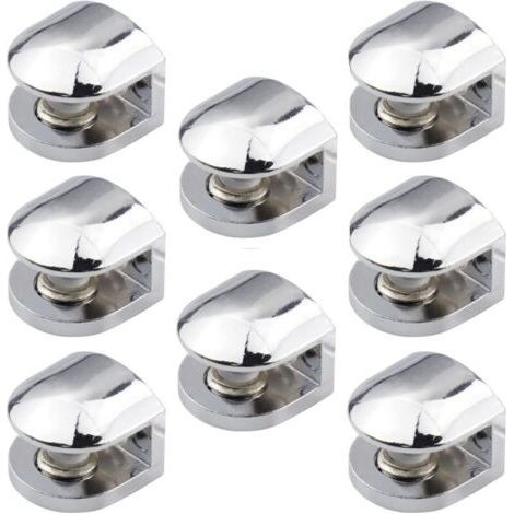 8 Pièces Support Étagère Verre, Pince À Verre Réglable, Accroche Miroir Mural Fixation Miroir Pince sous Verre pour 6 8mm Verre Miroir Étagères (1/5)