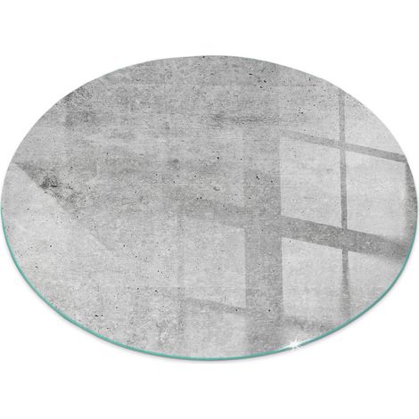 Plaque en verre trempé pour cheminée protection contre les braises et étincelles Texture béton brut Ronde fi 50 cm (1/5)