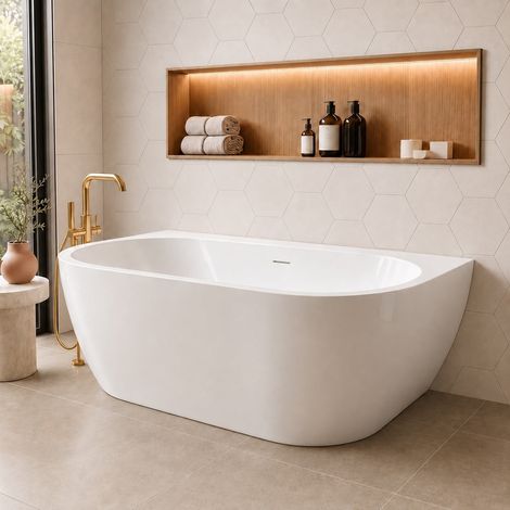 Badplaats Halb Freistehende Badewanne Hanoi 170 x 80 x 58 cm Wei