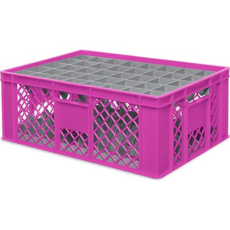 BRB Gläserkiste 600x400 mm für 15, 24, 33 oder 40 Gläser, farbig (Pink, für 40 Gläser Ø 67 mm, Glashöhe max 205 mm)