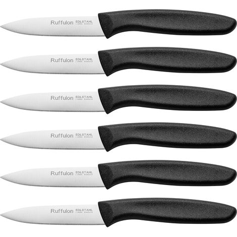Ensemble de Couteaux à Légumes, 6 Pièces, Couteaux de Cuisine en Acier Inoxydable, Couteaux d'Office Tranchant, Couteau à Fruits Avec Manche Ergonomique, Lavable au Lave-Vaisselle,Noire. (1/5)